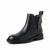 Knock on Botines Chelsea Básicos de Piel de Vacuno Texturizada Invierno 2023 Punta Redonda Tacón Bajo Cuero Genuino Versátiles Ropa de Trabajo Botines para Mujer