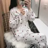 Pijama Feminino Estilo Coreano para Primavera e Outono de 2026, Seda Gelada com Renda Sexy, Manga Longa e Calça Conjunto de Duas Peças para Casa