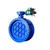 Válvula de Mariposa Eléctrica de Hierro Dúctil D942X-16Q con Brida de Conducto Brida de Turbina Válvula de Mariposa Excéntrica de Doble Vía con Sello Suave