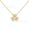 Collar Suerte Trébol Versión Alta Fanjia para Mujer Chapado en Oro de 18 Quilates Mini Colgante Brillante Pétalo de Suerte Cadena para Clavícula