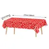 Amazon Cross Border Toalha de Mesa Floco de Neve Vermelho Branco Plástico Descartável Decoração de Festa de Natal Interna Externa Suprimentos