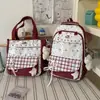 Mochila Vintage Vermelho Fruta com Estampa de Patinha de Cachorro, Estilo Doce Diário para Estudantes, Bolsa com Tutorial DIY Inspirada em Anime