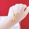 Collar Dorado de Larga Duración y Resistente al Desgaste con Diseño de Loto, Nuevos Aretes y Anillos de Estilo Chino de Verano para Mujer, Joyería de Cobre Dorado Imitación de Alta Gama