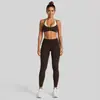 Conjunto de yoga transfronterizo con cuello halter, diseño de dos piezas falso, tirantes ajustables, chaleco deportivo de secado rápido y conjunto de pantalones largos para correr y fitness