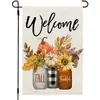 Bandera de Jardín de Otoño de Acción de Gracias de Amazon Calabaza Lino Decoración de Doble Cara Banner de Bandera para Patio Exterior Jardín