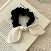 Laço de Seda Estilo Francês Orelha de Coelho Prendedor de Cabelo Alta Elasticidade Seda Falsa Corda de Cabelo Plissada Coque Faixa de Cabelo Acessório de Cabelo para Mulheres