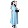 Vestido de Maternidad "El Mensaje de Qingfeng" Estilo Dulce Francés Vestido de Maternidad de Lunares para Mujer, Elegante Vestido Largo para Embarazo de Verano