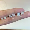 Brincos Quadrados Super Brilhantes de Zircônia em Prata de Lei S999, Brincos Femininos, Simples e Compactos, Acessórios para Cuidado com as Orelhas