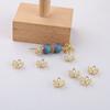 DIY Hecho a Mano Casero Cobre Chapado Oro Real Soporte Tapa de Flor Hueca Soporte Pendientes Colgante Espaciador con Cuentas Accesorios