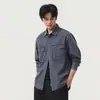 Camisa jeans masculina de alta qualidade, novo estilo outono 2026, jaqueta de trabalho casual retro moderna com gola de lapela para homens