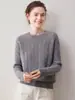 Nueva Colección Otoño/Invierno 2026: Suéter Pulóver de Punto de Cachemir con Cuello Redondo y Hilo Floral para Mujer, Suéter Ligero de Mezcla de Cáñamo y Seda