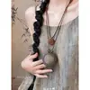 2025 Nuevo Collar de Plumas Chino Estilo Retro para Mujer Estilo Étnico Doble Capa Superpuesto Cadena Larga de Lana Accesorios