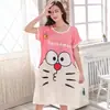 Pijama de Seda de Leche Pijama de Manga Corta Camisón de Mujer Verano Holgado Tallas Grandes Dibujos Animados Lindos Ropa para el Hogar