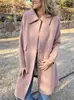 2026 Nuevo Abrigo de Lana Casual de Color Sólido con Botonadura Única para Mujer en el Sitio Independiente Europeo y Americano de Amazon Otoño/Invierno