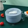 Tigela grande de aço inoxidável 304 para macarrão instantâneo, portátil com tampa, tigela de arroz para dormitório estudantil, trabalhadores de escritório com utensílios, lancheira