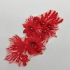 Novo tecido com apliques de strass, flores bordadas com miçangas, bordado tridimensional de lantejoulas em malha, acessórios para fantasias de performance de palco