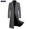 Jianyi otoño e invierno Nuevo abrigo de lana para hombre cortavientos estilo coreano corte slim largo sobrepintado abrigo de lana engrosado ropa de hombre