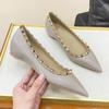 Zapatos planos HL04 para mujer, estilo francés de alta gama, Liu Ding, color gris, punta puntiaguda, con tacón interior elevado.
