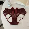 Caí en la red del amor~Tanga de Encaje Sexy para Mujer Estilo Japonés Caliente con Lazo Grande Cruzado Abierto en la Parte Trasera para Chicas