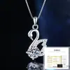 Collar de Plata de Ley S925 con Moissanita, Cadena Clavicular de Cisne Moderna y Versátil, Collar con Colgante de Un Quilate de Lujo Accesible para Mujer