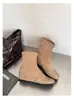 Botas Redondas Elásticas de Patchwork Súper Cómodas Adelgazantes para Mujer Moda Otoño Invierno Versátiles Cómodas Suela Suave Tacón Oculto Botines