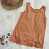 Camisola Básica de Algodón Slub Estilo Coreano de Verano Holgada de Longitud Media para Mujer Talla Grande Sin Mangas Color Sólido Camiseta de Ropa Exterior de Moda