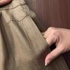 Pantalones populares de estilo holgado de cintura alta y pierna ancha para mujer en verano, lino tencel marrón, pantalones casuales holgados y cómodos