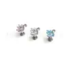 Brincos de Liga de Titânio Grau de Implante F136 Cisne Pequeno com Zircônia Piercing de Orelha G23 Studs para Cartilagem da Orelha Joias para Body Piercing