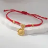 Pulseira tecida com fio vermelho estilo chinês com símbolos auspiciosos, flores, estrela-do-mar, elefante auspicioso e Deus da Riqueza, ajustável para o ano do zodíaco, coleção de pulseiras