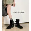 Cuero genuino de 4 cm, uso bidireccional, botines de suela gruesa, gamuza de vaca para mujer, tacón grueso, hebilla de cinturón, estilo Western