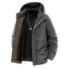 Jaqueta de Algodão Nova Estilo Inverno com Capuz Removível para Homens, Forrada com Fleece e Espessada com Lã de Cordeiro, Casaco de Algodão Quente Oversized Estilo Pai