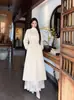 Invierno Nuevo Estilo Chino Diseño de Lujo Ligero Abrigo de Lana Doble Faz para Mujer Cuello Alto Versátil Abrigo Largo de Lana P9053