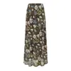 Saia Midi Estampada Floral Retrô para Mulheres, Novo Estilo de Verão, Cintura Alta, Emagrecedora, Que Cobre o Quadril, Saia Midi Evasê