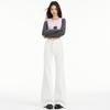 Calça Jeans Preta Flare Wide Leg para Mulheres 2025 Outono Inicial Novo Design com Etiqueta de Couro na Cintura Traseira Calça Longa para Mulheres Atacado