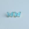 Brincos Criativos Europeus e Americanos Transfronteiriços Personalizados de Zircônia Borboleta Colorida, Elegantes Brincos de Pino Borboleta Tridimensional de Pedra de Vidro para Mulheres, Cristal