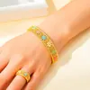 Pulseira Feminina Luxuosa com Artesanato de Esmalte Vintage, Design Vazado de Flor de Peônia, Pulseira Aberta, Anel Colorido de Alto Padrão Atacado