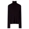 Suéter de punto sin costuras para mujer de otoño e invierno con cuello alto, hecho de lana pura finamente hilada, de manga larga, top ajustado para usar como capa base