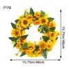 Guirlanda de Girassol de Primavera Transfronteiriça de Líquen para Decoração de Parede, Círculo de Cipó de Galho Seco para Pendurar na Porta, Decoração Pendurada de Cipó Artificial para Shopping