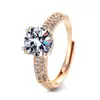 Anillo de Zirconia Imitación Moissanita Ocho Corazones y Ocho Flechas para Mujeres y Hombres Anillo de Boda de Seis Garras Transfronterizo Douyin Kuaishou Celebridad de Internet Transmisión en Vivo Venta al por Mayor
