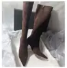 Nuevas botas de caña alta elegantes de tacón de aguja estilo coreano, de punta, elásticas, ajustadas, para otoño e invierno, botas largas por encima de la rodilla para mujer en tallas grandes