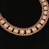 Collar Geométrico de Doble Fila con Chapado en Cobre Antiguo Occidental 18K Dorado Vintage con Strass y Ópalo en Polvo de Imitación