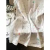 Cubierta Protectora Solar Estampada con Estrellas de Colores para Mujer, Top Holgado de Verano Estilo Perezoso, Camiseta de Manga Larga con Retazos de Lazo de Encaje