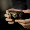 Moji Hogar Cerámica Taza Maestra Kung Fu Juego de Té Taza Individual de Té Imitación Lacada Oro y Plata Glaseado Interior y Exterior Taza de Té