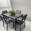 Conjunto de Mesa e Cadeiras de Composto Madeira-Plástico para Exterior Pátio Impermeável Protetor Solar Anticorrosão Madeira Varanda ao Ar Livre Jardim Café Conjunto Completo de Mesa e Cadeiras