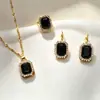 Set de tres piezas de joyería de cristal sintético vintage transfronterizo europeo y americano Colgante Pendientes Anillo Incrustados de Diamantes Chapados en Oro Cuentas para Banquete de Novia