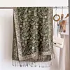 Novo cachecol xale de franja longa e versátil para outono e inverno, estilo étnico, padrão de castanha, imitação de caxemira