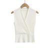 SY2027-25 Primavera Novo Estilo Coreano Puro Sexy Slim-Fit Slimming Cruzado Gola V Cintura Apertada Colete de Malha