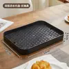 Bandeja Drenante de Camada Dupla Porta-Copos Rack de Armazenamento Bandeja para Chá de Frutas Mesa de Sala de Estar Bandeja Retangular Bandeja de Exibição Suporte para Água
