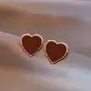 Cao Shi Candado de Metal Borde Dulce Pendientes de Dama Pintura al Óleo Corazón Irregular Joyería Forma de Corazón Exquisitos Accesorios Diarios