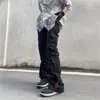 Pantalones Casuales Rectos Plisados Estilo High Street para Hombre, Diseño de Marca de Moda con Cordón, Corte Holgado, Pantalones Largos Ligeramente Acampanados para Primavera y Otoño